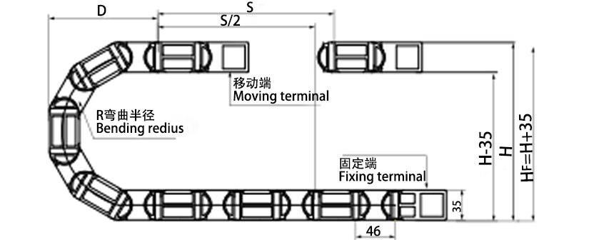 20系列強力型拖鏈參數(shù)圖